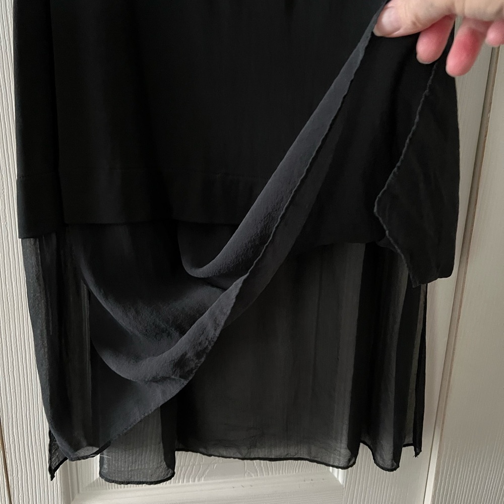 EUC — Eileen Fisher 100% Silk Sleeveless Black Layered Bateau Neck Tunic - Picture 8 of 10